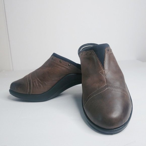 ROMIKA Brown Leather Slip On Mules Clogs w/Block Heel Shoes SZ 40/9-9.5 US - Picture 7 of 7